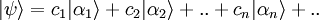 |\psi\rangle = c_1 |\alpha_1\rangle + c_2 |\alpha_2\rangle + .. + c_n |\alpha_n\rangle + ..