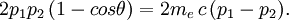  2p_1p_2\,(1 - cos\theta) = 2m_e\,c\,(p_1 - p_2).