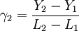 \gamma_2={Y_2-Y_1\over L_2-L_1}