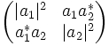 \begin{pmatrix} |a_1|ˆ2 & a_1 a_2ˆ* \\ a_1ˆ* a_2 & |a_2|ˆ2 \end{pmatrix}