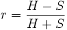 r = \frac{H - S}{H + S}