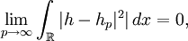 \lim_{p\to\infty}\int_\R|h-h_p|ˆ2|\, dx=0,