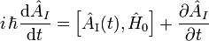 i\,\hbar\frac{{\rm d} \hat A_I}{{\rm d}t}=\left[\hat A_{\rm I}(t),\hat H_0\right] +\frac{\partial \hat A_I }{\partial t} 